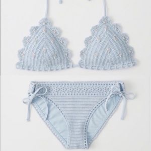 Abercrombie and Fitch Blue Crochet Bikini